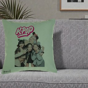 Perna Personalizata BLACKPINK K-Pop Grup Pozitii Amuzante, 40x40 cm, Verde, Husa Detasabila, Perna Inclusa, BEKZ®