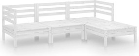 vidaXL Set mobilier de grădină, 4 piese, alb, lemn masiv de pin