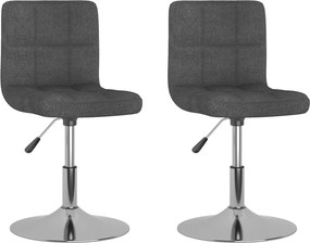 vidaXL Scaune de bucătărie pivotante, 2 buc., gri închis, textil