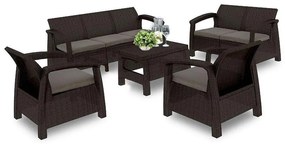 Set de mobilier de grădină Corfu max set, culoare maro, cu perne taupe calde