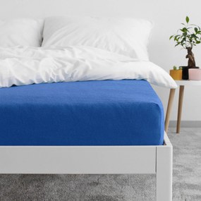 Goldea cearceafuri de pat din terry cu elastic - albastru închis 200 x 220 cm