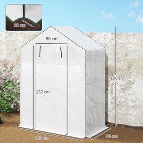 Outsunny Seră de grădină cu 1 ușă 1 fereastră rafturi 3 niveluri pentru Legume Plante Flori Pânză PE 143 x 74 x 190 cm alb | Aosom Romania