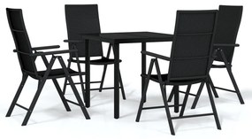 Set de mobilier pentru gradina, 5 piese, negru Lungime masa 80 cm, 5