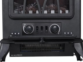 HOMCOM Șemineu Electric cu Efect de Flăcări, Sobă Electrică cu Termostat și Lumină Reglabilă, 45x28,5x54 cm, Negru | Aosom Romania