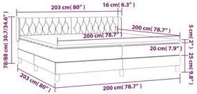 Pat box spring cu saltea, crem, 200x200 cm, textil Crem, 200 x 200 cm, Design cu nasturi