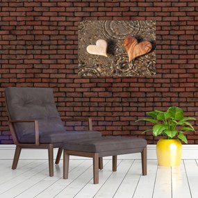 Tablou - Inimile din lemn (70x50 cm)