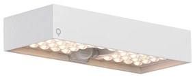 Aplică de perete exterioară albă cu lumină reglabilă și senzor solar - Kayo