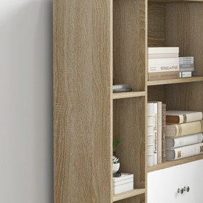 HOMCOM Bibliotecă scandinavă mobilier de depozitare dim. 80L x 23,5l x 123H cm 5 nișe ușă placard 2 picioare subțiri inclinate | Aosom Romania