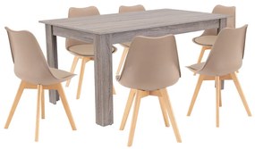 Set de masă Lola 6+1 bej-stejar York