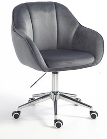 HR2055K Scaun Grafit din Catifea cu Bază Cromata