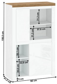 Dulap VILGO 2D, alb lucios