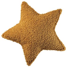 Pernă decorativă pentru copii maro cu tapițerie din țesătură bouclé Star – Wigiwama
