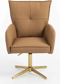 HR250CROSS Scaun Piele Ecologică Premium Soft Culoare Caramel Bază Aurie