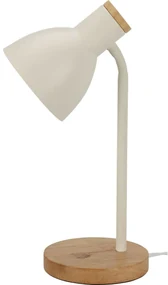 Lampă de masă din metal cu bază din lemn Solanoalb, 14 x 36 cm