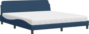 vidaXL Pat cu saltea, Dover, albastru, 180x200 cm, material textil