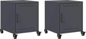 vidaXL Noptiere, 2 buc., antracit, 36x39x43,5 cm, oțel