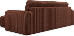 Colțar teracotă extensibil/cu spațiu de depozitare cu tapițerie din catifea reiată (cu colț pe partea dreaptă/cu șezlong) Kona – Makamii