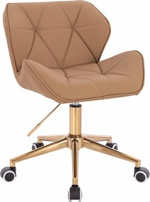 HR111K Scaun Caramel Piele Ecologica Premium Soft cu Bază Aurie