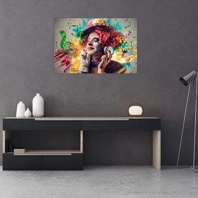 Tablou - Artista cu căști (90x60 cm)