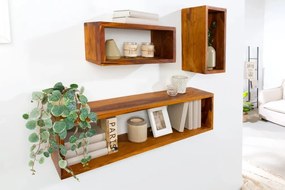 Set 3 rafturi de perete din lemn masiv Sheesham, HEMINGWAY