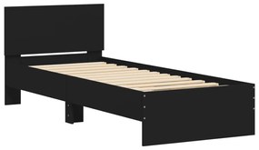 838625 vidaXL Cadru de pat cu tăblie, negru, 90x200 cm, lemn prelucrat