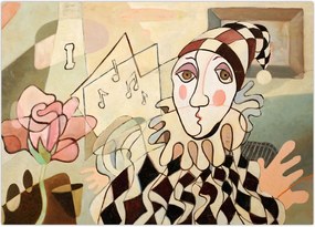 Tablou - Cubismul - arlechin și trandafir (70x50 cm)