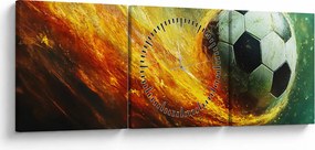 Tablou - Minge de Fotbal în Zbor (cu ceas) (90x30 cm)