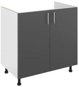 Set haaus Karo, Antracit/Alb, 80 x 50 x 80 cm, Chiuveta Inox, Cuva stanga