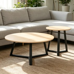 Masuta Laterala Rotunda Belora Cappuccino Si Negru Metal D45x52 Cm
