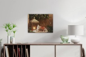 Pictură LED pe perete Pisica în fața felinarului,