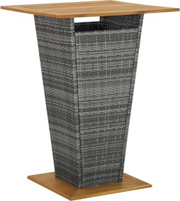 vidaXL Masă de bar, gri, 80x80x110 cm, poliratan/lemn masiv acacia