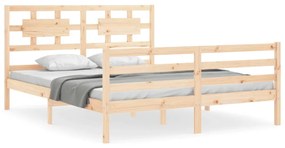 3194446 vidaXL Cadru de pat cu tăblie, king size, lemn masiv