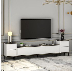 Masă TV/Dulap Iris (Alb + Negru + Auriu). 1088815