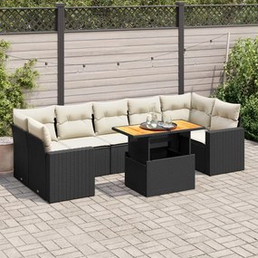 3327010 vidaXL Set mobilier de grădină cu perne, 8 piese, negru, poliratan