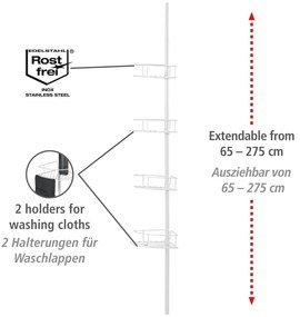 Raft pentru baie alb de colț telescopic din oțel inoxidabil Dolcedo – Wenko