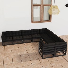 3077038 vidaXL Set mobilier grădină cu perne, 9 piese, lemn masiv de pin