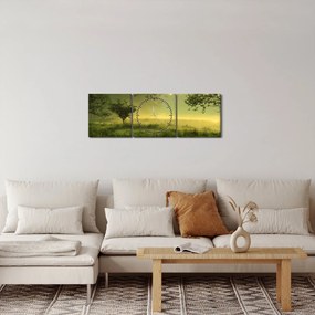 Tablou - Pădurea trezită (cu ceas) (90x30 cm)