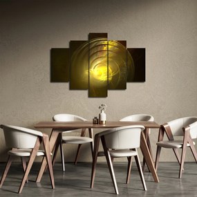 Tabloul cu spirala abstractă în galben (150x105 cm)