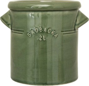 Ghiveci din ceramică glazurată manual 2L verde închis, „Brobacka"