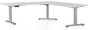 Masa inaltime reglabila OfficeTech Angle, 180 x 200 cm, bază gri, gri deschis