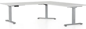Masa inaltime reglabila OfficeTech Angle, 180 x 200 cm, bază gri, gri deschis
