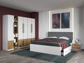 Set mobila dormitor 4 piese Alb/Stejar Eclipse C12