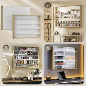 HOMCOM Raft de Perete cu 5 Nivele și Vitrină cu 2 Uși din Sticlă și 4 Rafturi Reglabile | Aosom Romania