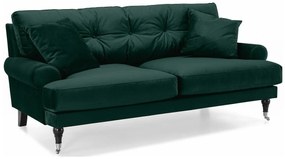 Canapea Seattle E121Numărul de locuri: 3, Verde, 195x100x87cm, 60 kg, Tapiterie, Picioare: Role, Lemn