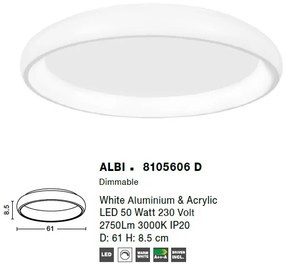 Plafoniera LED moderna design slim 61cm ALBI alba NVL-8105606 D
