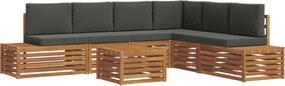vidaXL Set de canapele de exterior 7 Bucată Natural și Antracit
