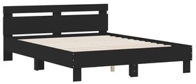 3207421 vidaXL Cadru de pat cu tăblie, negru, 140x200 cm, lemn prelucrat