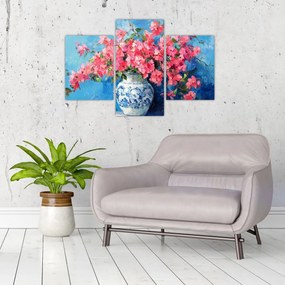 Tablou - Vază cu flori roz (90x60 cm)