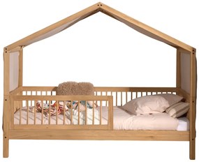 Set FORREST OAK format dintr-un Pat copii Vipack (90 x 200 cm), o bară de siguranță și un set de textile.