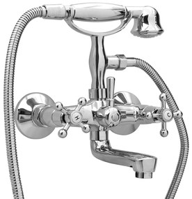 Baterie cada cu 2 robinete + Deviator dus de mana Chrome Retro